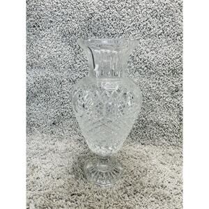 Vintage Crystal Vase Diamond Cut Fan Cuts Scalloped w/Fluted Top Home Decoration